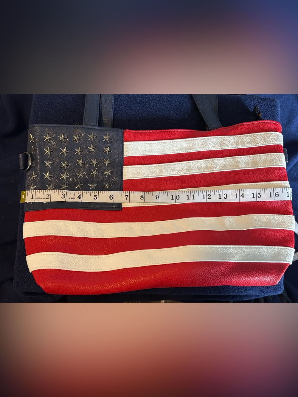 Femina American Flag Tote Bag NWT Red White Blue Patriotic Shoulder Purse - Picture 9 of 13